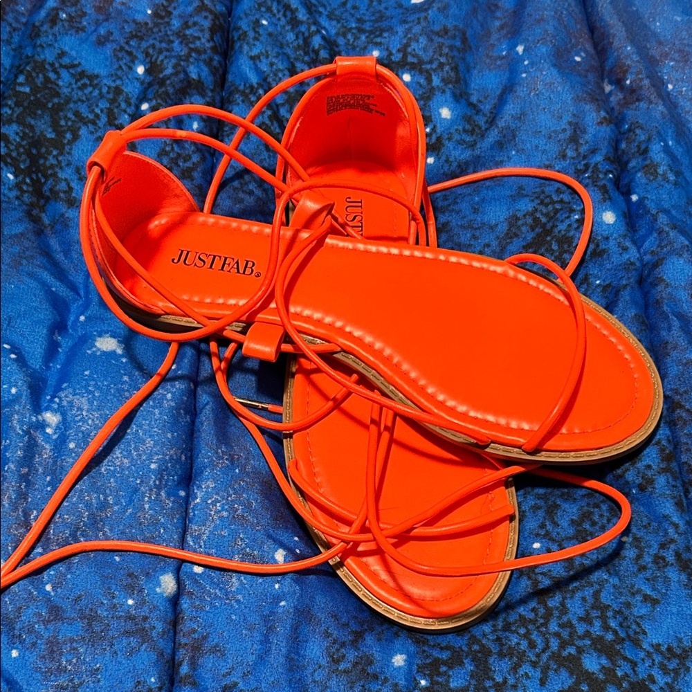 JustFab Bright Orange Strappy Sandals